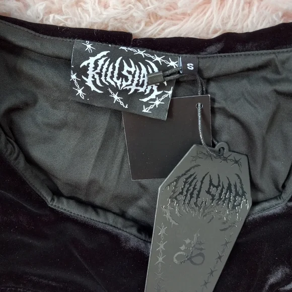 SOLD! Killstar velvet soft Lydia Deets inspired dress w/Victorian skull design - Picture 12 of 13